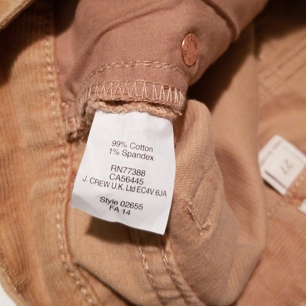 NWT J. Crew Stretch Vintage Cord Toothpick sz 27 - Picture 7 of 7